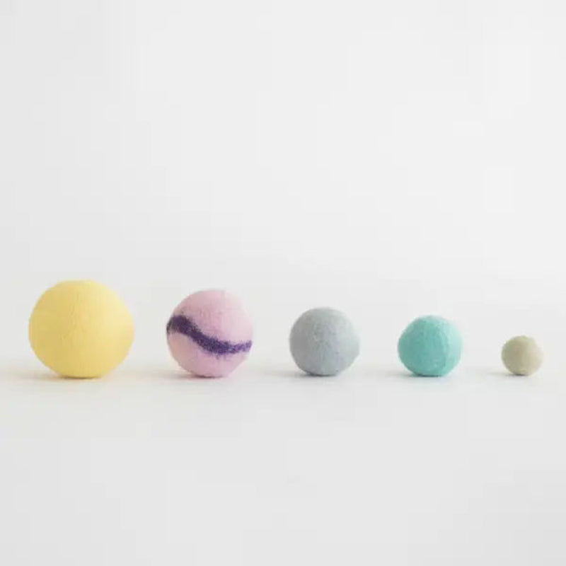 a row of colorful balls