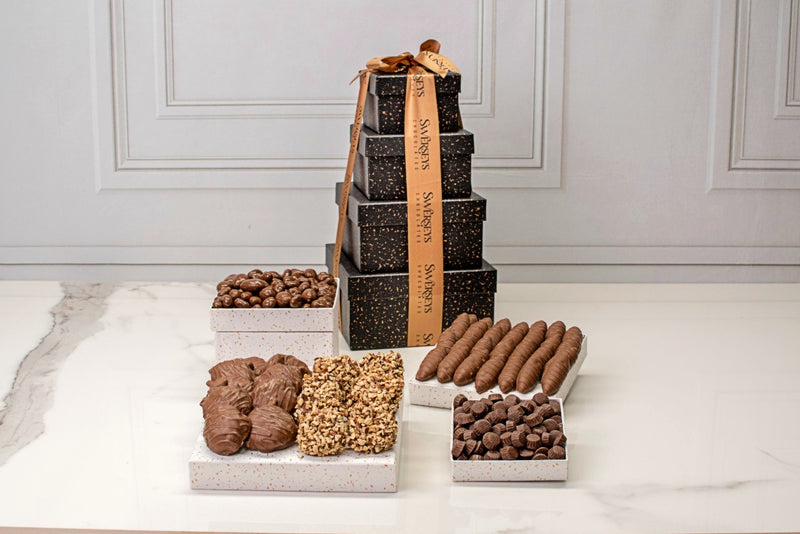 Grand Indulgence Signature Black Speckled Chocolate Gift Tower