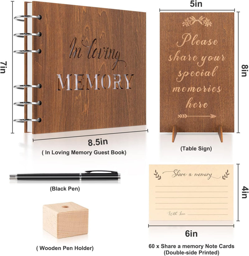 Wooden Funeral Guest Book for Memorial Service Celebration of Life Decorations